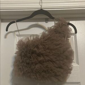 Zara Elegant Brown Mesh Crop Top